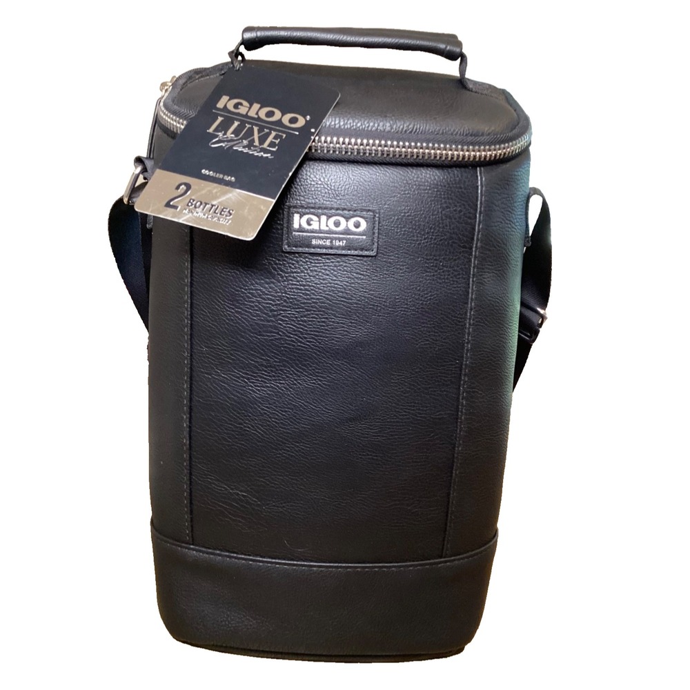 Igloo Luxe 2 Bottle Insulated Cooler CrossBody Bag Black NWT